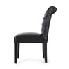Mein Dining Chair Set of 2 | Rolltop Tufted Black Faux Leather | Wood