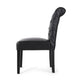 Mein Dining Chair Set of 2 | Rolltop Tufted Black Faux Leather | Wood
