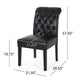 Mein Dining Chair Set of 2 | Rolltop Tufted Black Faux Leather | Wood BM335655