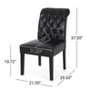 Mein Dining Chair Set of 2 | Rolltop Tufted Black Faux Leather | Wood