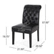 Mein Dining Chair Set of 2 | Rolltop Tufted Black Faux Leather | Wood