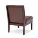 Armless Accent Chair | Tufted Dark Brown Faux Leather | Rubberwood