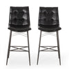 Nimma Barstool Chair Set of 2 | Tufted Black Faux Leather | Brown