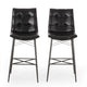 Nimma Barstool Chair Set of 2 | Tufted Black Faux Leather | Brown