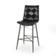 Nimma Barstool Chair Set of 2 | Tufted Black Faux Leather | Brown