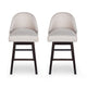 Swivel Barstool Chair Set of 2 | Wheat Beige Fabric | Black Rubberwood