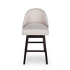 Swivel Barstool Chair Set of 2 | Wheat Beige Fabric | Black Rubberwood