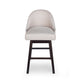 Swivel Barstool Chair Set of 2 | Wheat Beige Fabric | Black Rubberwood