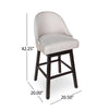 Swivel Barstool Chair Set of 2 | Wheat Beige Fabric | Black Rubberwood
