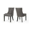 Chen Dining Chair Set of 2 | Tufted Slate Gray Microfiber | Black Wood