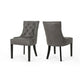 Chen Dining Chair Set of 2 | Tufted Slate Gray Microfiber | Black Wood