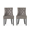 Chen Dining Chair Set of 2 | Tufted Slate Gray Microfiber | Black Wood BM335661