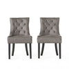 Chen Dining Chair Set of 2 | Tufted Slate Gray Microfiber | Black Wood