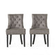 Chen Dining Chair Set of 2 | Tufted Slate Gray Microfiber | Black Wood