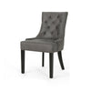 Chen Dining Chair Set of 2 | Tufted Slate Gray Microfiber | Black Wood