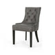 Chen Dining Chair Set of 2 | Tufted Slate Gray Microfiber | Black Wood