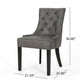 Chen Dining Chair Set of 2 | Tufted Slate Gray Microfiber | Black Wood