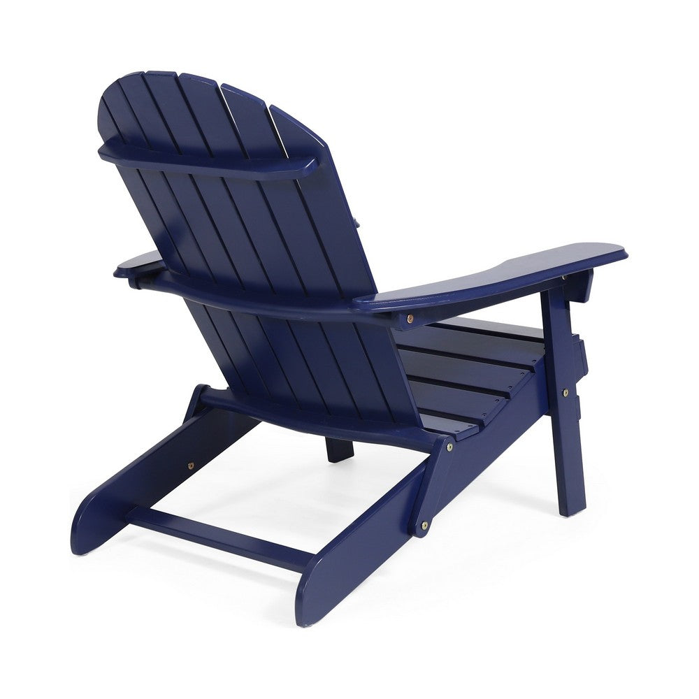 Libo Outdoor Adirondack Chair | Blue Acacia Wood Frame | Slat Panels