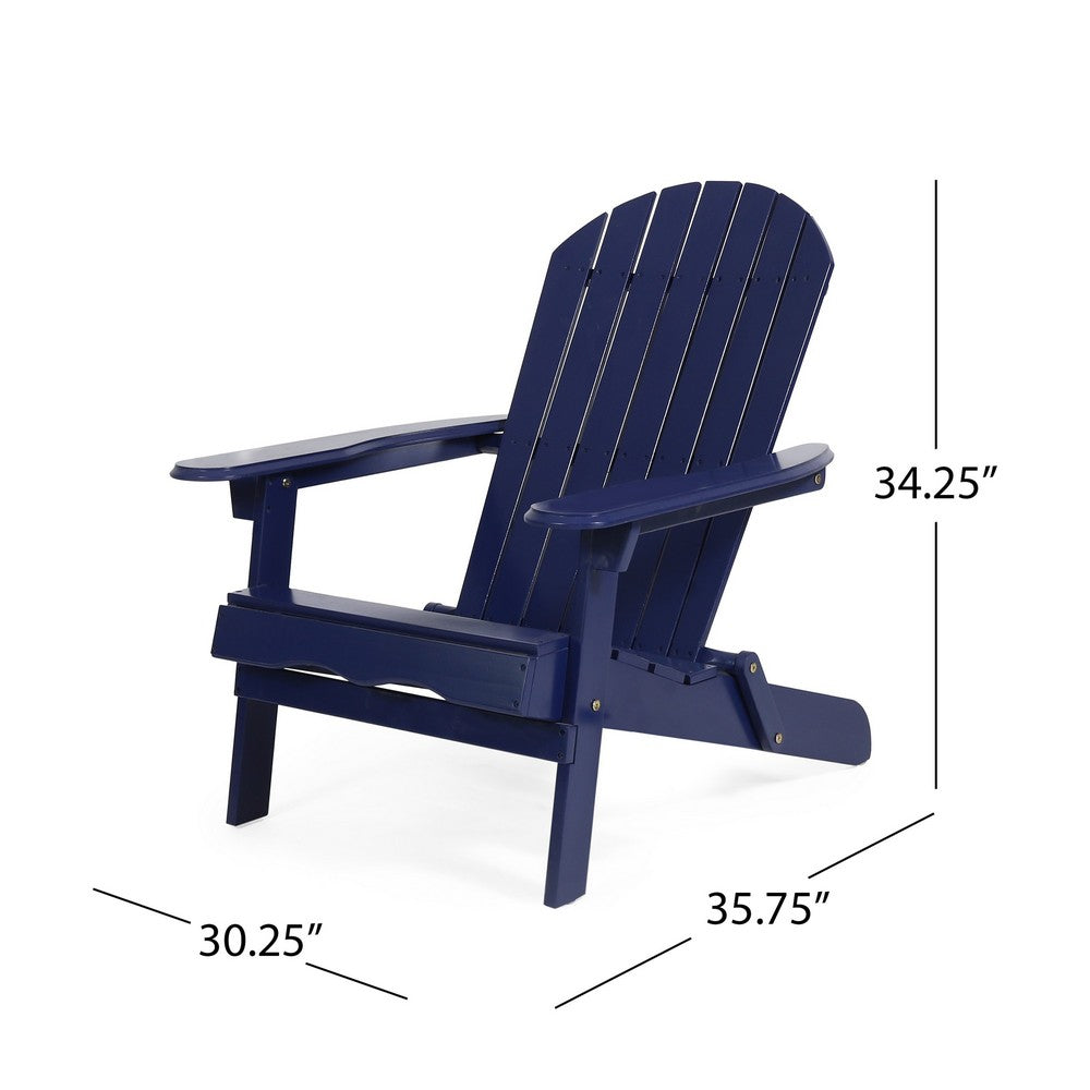Libo Outdoor Adirondack Chair | Blue Acacia Wood Frame | Slat Panels