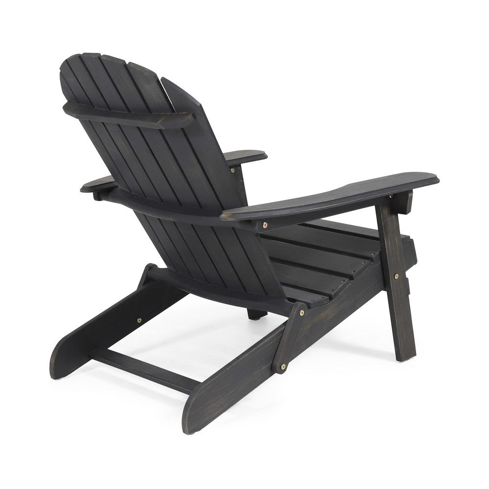 Libo Outdoor Adirondack Chair | Gray Acacia Wood Frame | Slat Panels