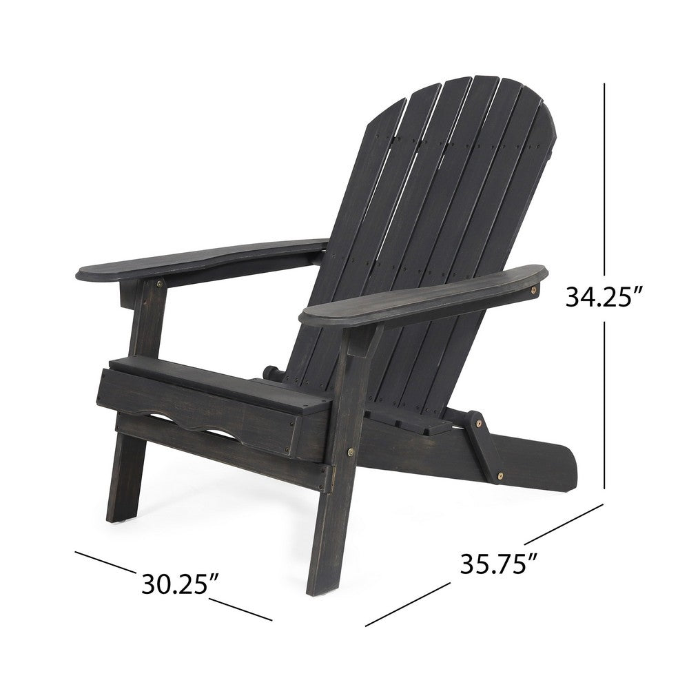 Libo Outdoor Adirondack Chair | Gray Acacia Wood Frame | Slat Panels