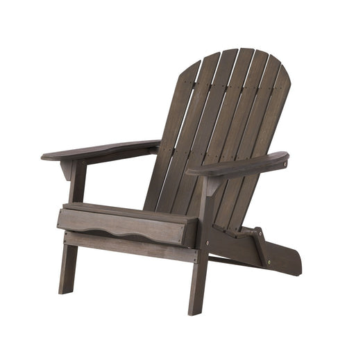 Libo Outdoor Adirondack Chair | Taupe Gray Acacia Wood | Slat Panels
