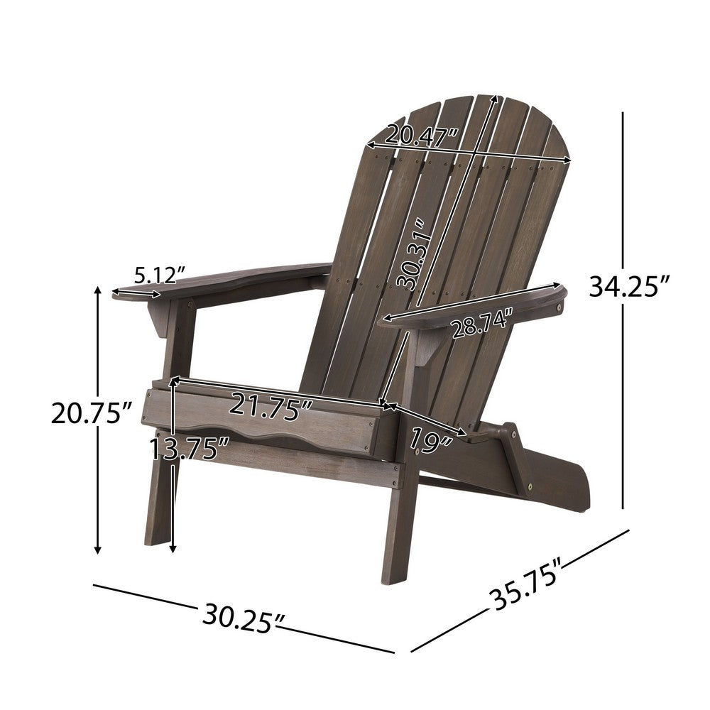 Libo Outdoor Adirondack Chair | Taupe Gray Acacia Wood | Slat Panels