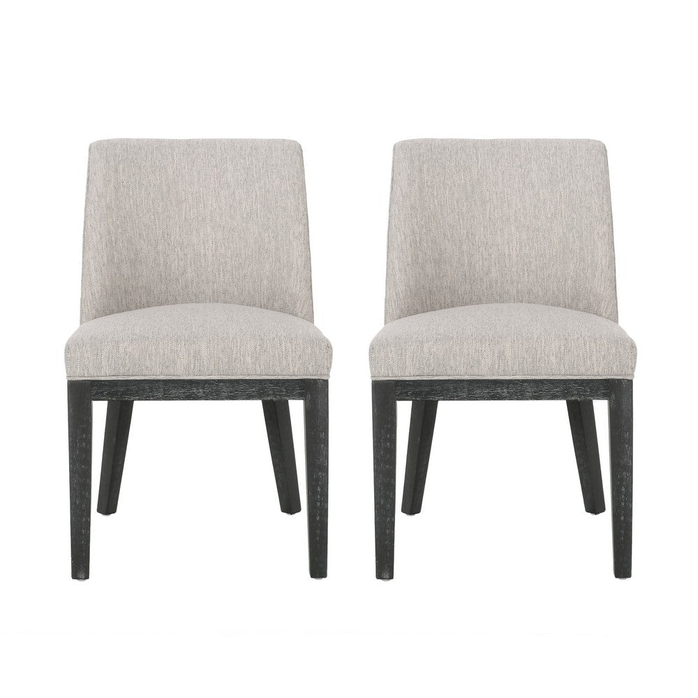 Jeeni Dining Side Chair Set of 2 | Beige Fabric | Black Hardwood Frame