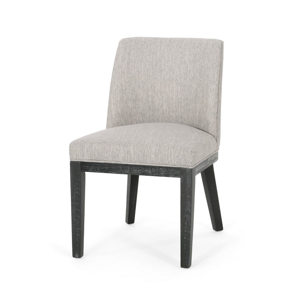 Jeeni Dining Side Chair Set of 2 | Beige Fabric | Black Hardwood Frame