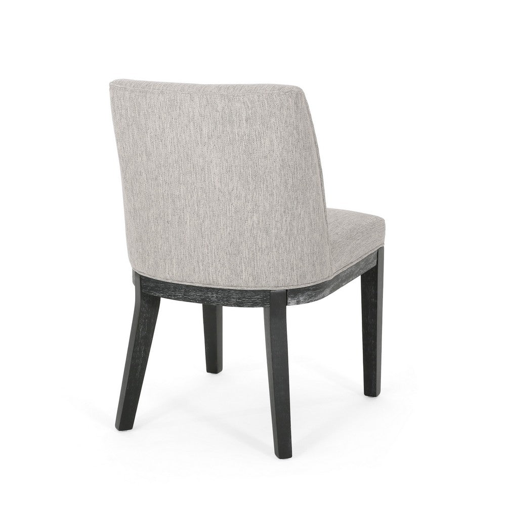 Jeeni Dining Side Chair Set of 2 | Beige Fabric | Black Hardwood Frame