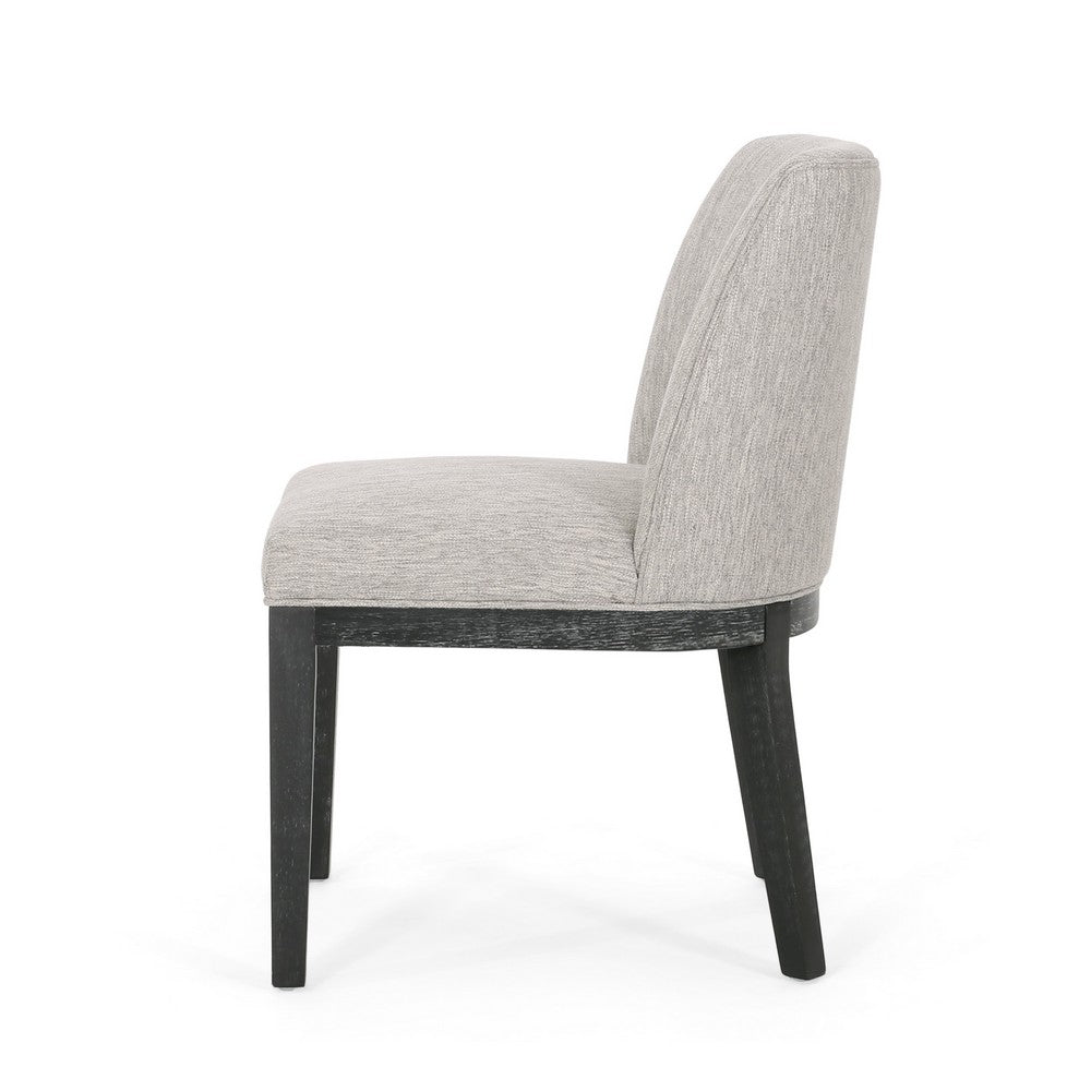 Jeeni Dining Side Chair Set of 2 | Beige Fabric | Black Hardwood Frame