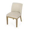 Jeeni Dining Side Chair Set of 2 | Beige Fabric | Light Brown Hardwood