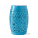 Glena Garden Stool Side Table | Blue Powder Coated Iron | Cut Out 12"