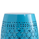 Glena Garden Stool Side Table | Blue Powder Coated Iron | Cut Out 12"