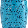 Glena Garden Stool Side Table | Blue Powder Coated Iron | Cut Out 12’’ BM335670