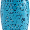 Glena Garden Stool Side Table | Blue Powder Coated Iron | Cut Out 12"