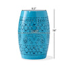 Glena Garden Stool Side Table | Blue Powder Coated Iron | Cut Out 12"