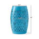 Glena Garden Stool Side Table | Blue Powder Coated Iron | Cut Out 12"