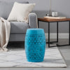 Glena Garden Stool Side Table | Blue Powder Coated Iron | Cut Out 12"