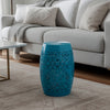 Glena Garden Stool Side Table | Blue Powder Coated Iron | Cut Out 12"