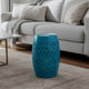 Glena Garden Stool Side Table | Blue Powder Coated Iron | Cut Out 12"