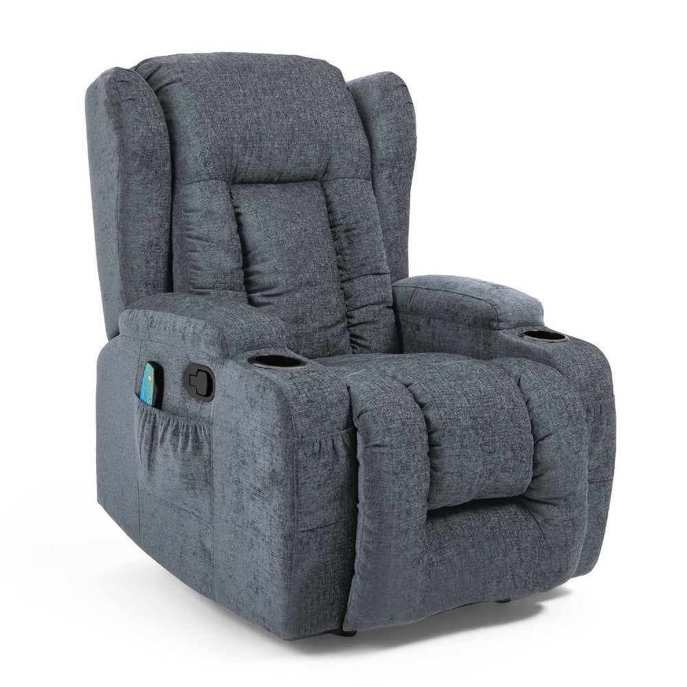 Manual Massage Recliner Chair | Charcoal Gray Fabric | Soft Cushioned