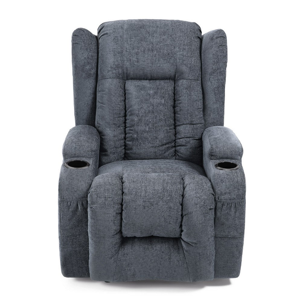 Manual Massage Recliner Chair | Charcoal Gray Fabric | Soft Cushioned