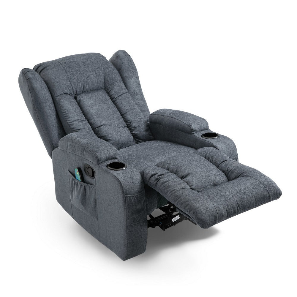 Manual Massage Recliner Chair | Charcoal Gray Fabric | Soft Cushioned BM335673
