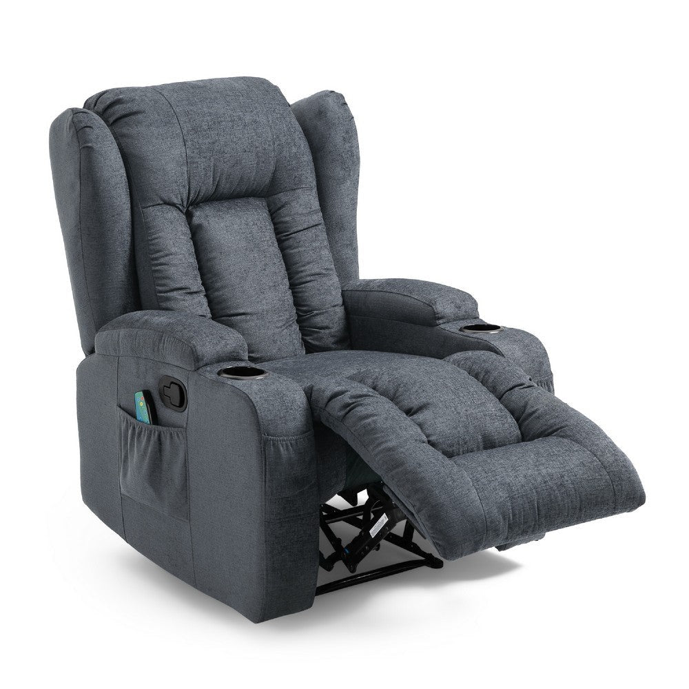 Manual Massage Recliner Chair | Charcoal Gray Fabric | Soft Cushioned BM335673
