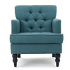 Lit Accent Club Armchair | Tufted Teal Fabric | Black Wood Turned Legs
