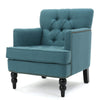 Lit Accent Club Armchair | Tufted Teal Fabric | Black Wood Turned Legs