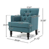Lit Accent Club Armchair | Tufted Teal Fabric | Black Wood Turned Legs