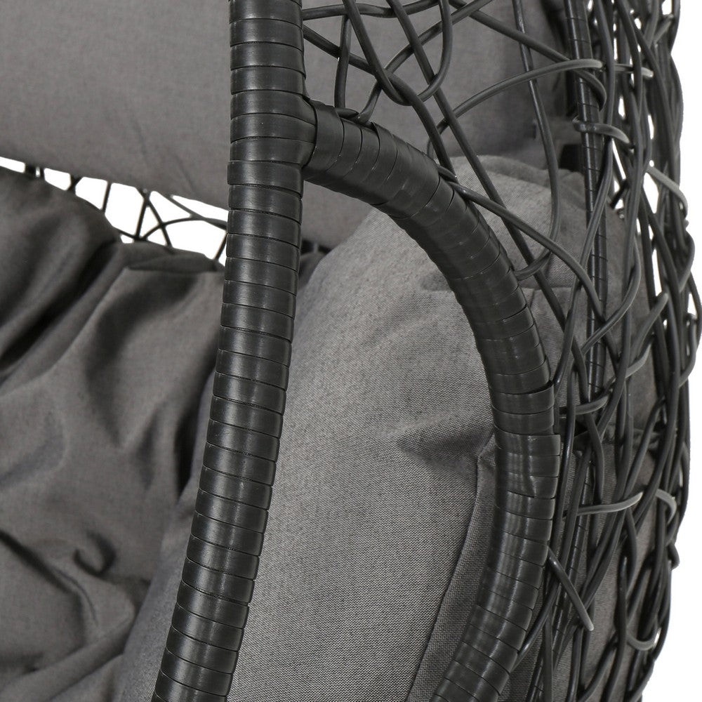 Keline Hanging Swing Lounge Chair | Gray Faux Rattan | Cushions | 49"