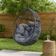 Keline Hanging Swing Lounge Chair | Gray Faux Rattan | Cushions | 49"